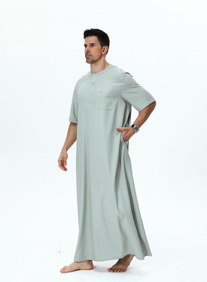 Take Two Men Henley Neck Button Placket Thobe - Image 2