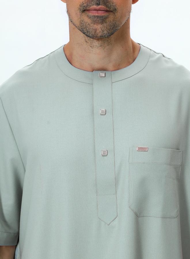 Take Two Men Henley Neck Button Placket Thobe - Image 4