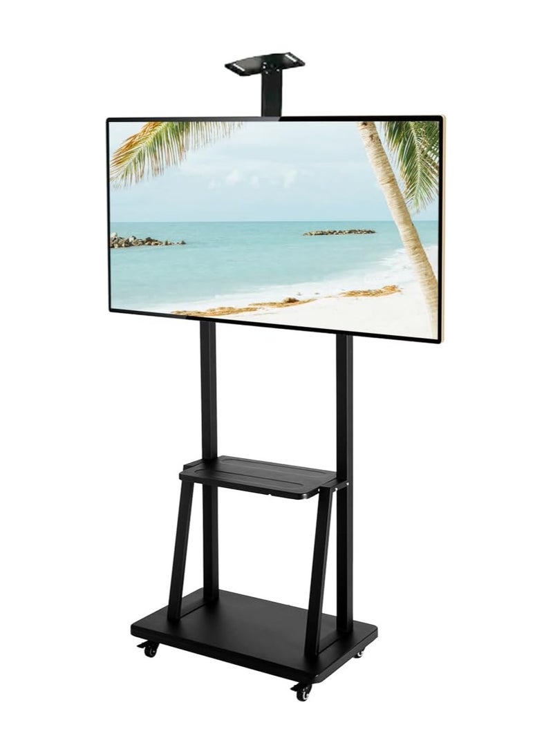 Adjustable Height Movable Metal TV Trolley Stand with Wheels for 32–75 Inch TVs – Black, Heavy-Duty with Original Materials & Documented Invoice - Image 1