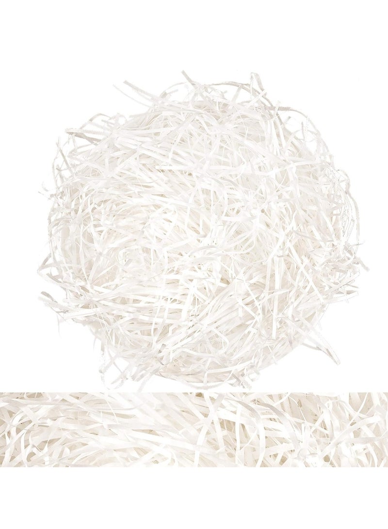 100 جرام حشو ورق رافيا – أبيض ورق مموج مقصوص لتغليف الهدايا والسلال والأعمال اليدوية - Image 1