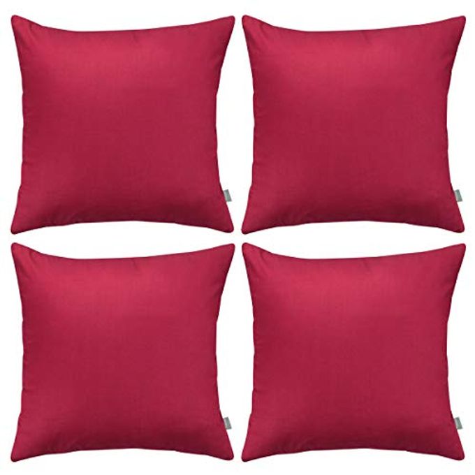 4PACK 100 COTTON COMFORTABLE SOLID DECORATIVE THROW PILLOW CASE SQUARE CUSHION COVER PILLOWCASE SUBLIMATION BLANK PILLOW COVERS DIY THROW PILLOWCASE FOR COUCH18X18 INCH 45X45CMDARK RED