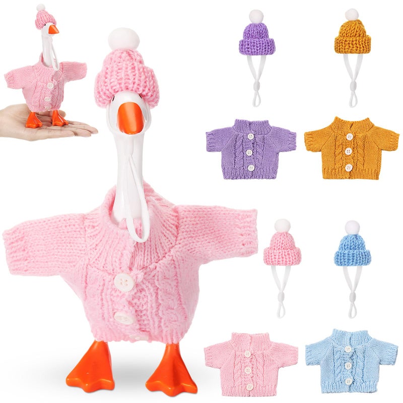 SilTriangle 4 Set 7 Inch Mini Desk Goose Knitted Outfits Cute Magnetic Goose Key Holder Multiple Colors Clothes for Home Office Magnetic Duck Statue Table Desk Key Holder Decor GiftsBright - Image 3