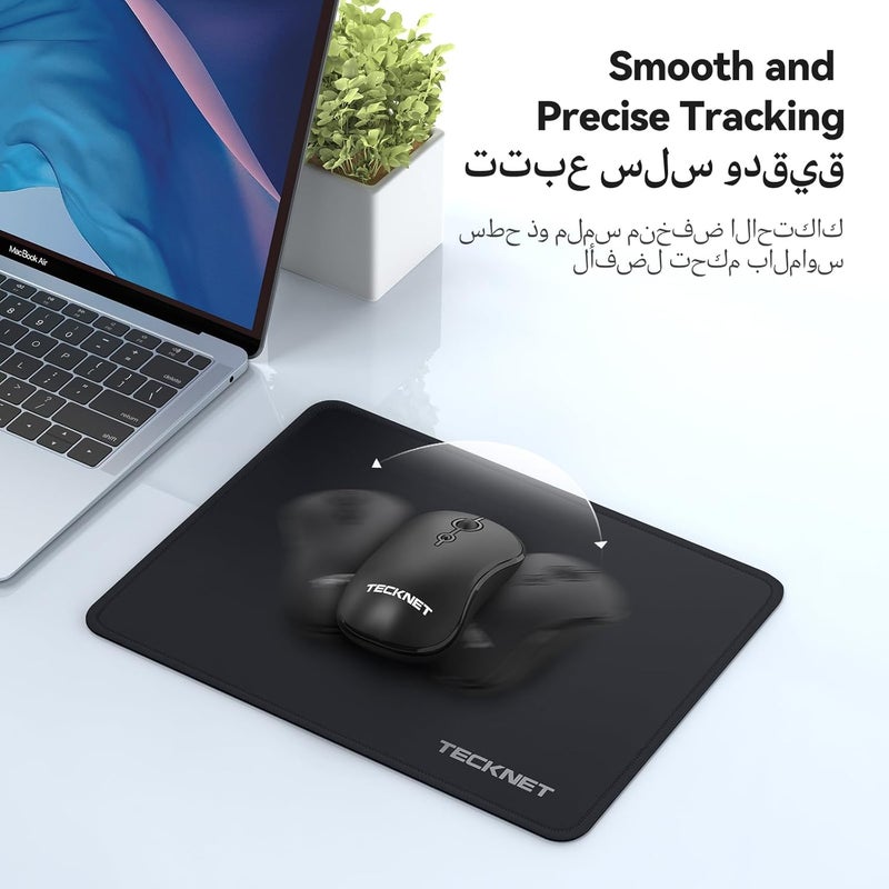 TECKNET Mouse Pad with Anti-fray Stitching, Waterproof Surface & Non-Slip Rubber Base with Stitched Edges Gaming Mouse Mat for Laptop，Compatible with Laser and Optical Mice - Black - Image 5