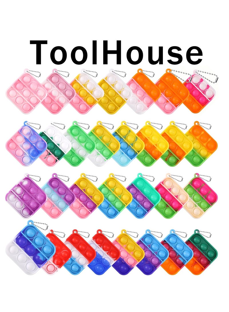 ToolHouse 30 Pack Mini Pop Fidget Keychain Stress Relief Poppers For Birthday Party Favors Kids Party Classroom Prizes Goodie Bag Fillers Suitable For Kids Assorted Colors - Image 1