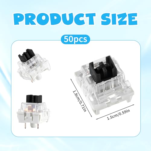 Zyghjort Keyboard Switches, 50 Pcs 3 PIN Black Keyboard Clicker Replacement Dustproof Keyboards Switch for Most Gaming Keyboards - Image 2