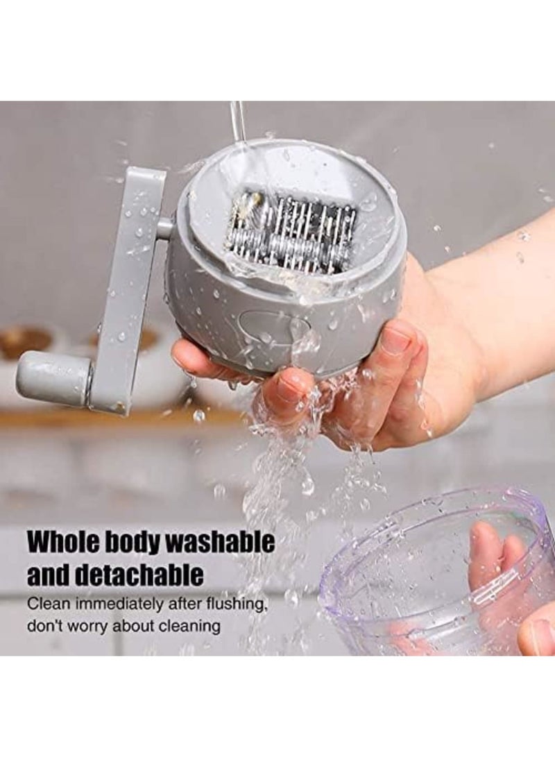 SYOSI مطحنة مكسرات يدوية، مفرمة طعام بيد لفرم جميع المكسرات، الجوز، الجوز الأمريكي، قاطع ثوم ومبشرة طعام، خلاط محمول، أداة مطبخ مدمجة للاستخدام المنزلي (رمادي) - Image 3