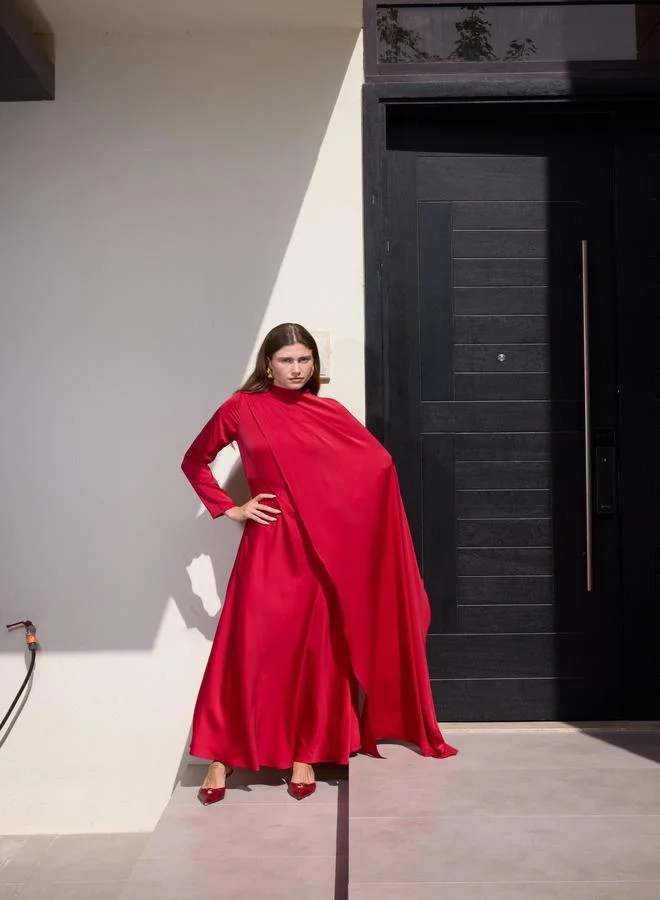 أشيتا فرنانديز Petalia Draped Silk Sateen Maxi Dress