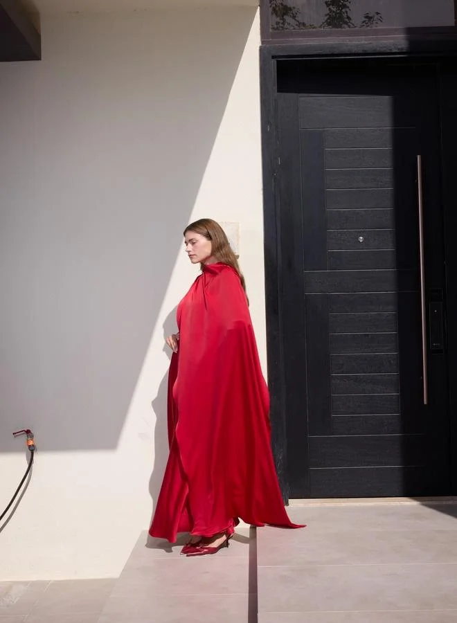 أشيتا فرنانديز Petalia Draped Silk Sateen Maxi Dress