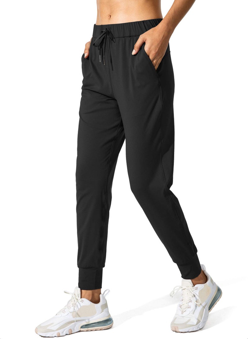 SANTINY Women's Joggers Pants Pockets Drawstring Running Sweatpants for Women Lounge Workout Jogging(Black_XL) - Image 1
