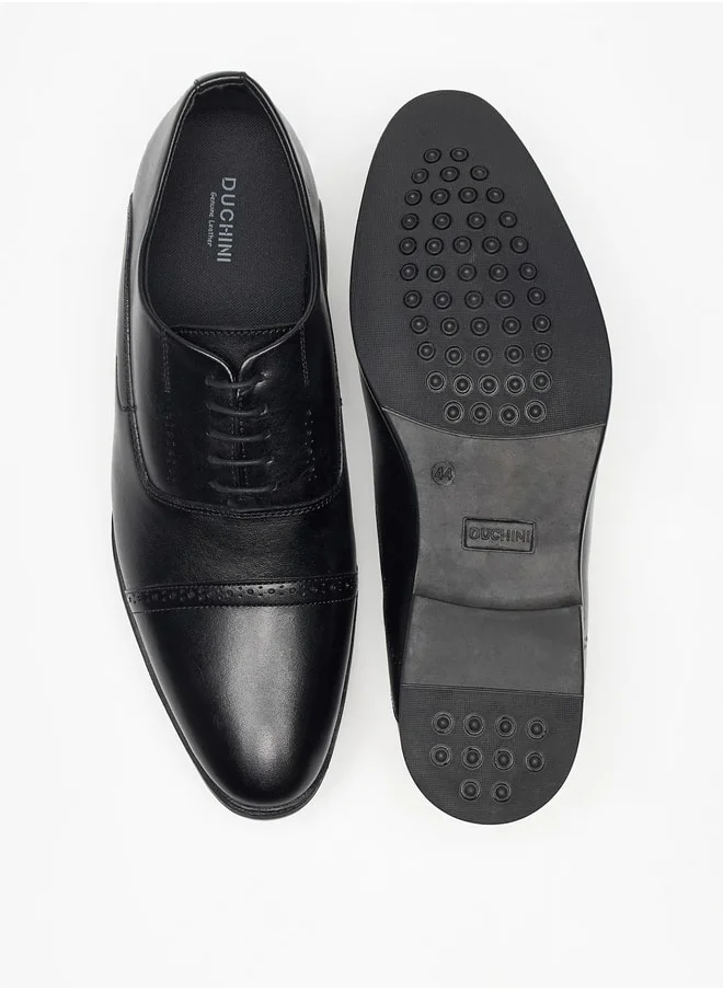 دوتشيني Men's Solid Lace-Up Derby Shoes