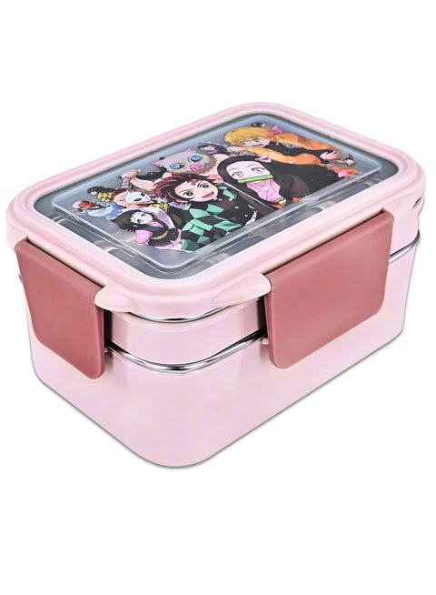 Anime Demon Slayer Bento Box Set – Kamado Nezuko, Tanjirou, Agatsuma Zenitsu, Hashibira Inosuke Lunch Box Containers for Food, Fruit, and Snacks