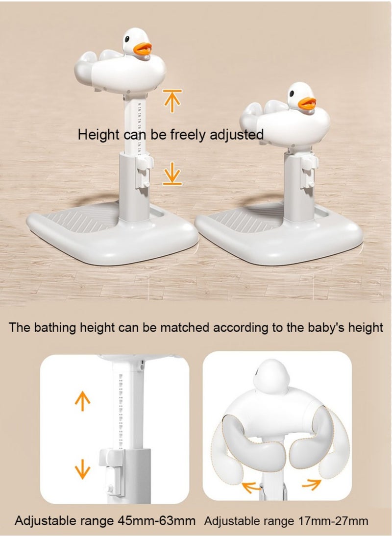 MissTiara Baby Shower Stand with Small Stool, Adjustable Height Duck Bathing Station with Non-slip Base, Portable Bathing Assistant, Smart Water Flow Hug Tower Bath Shower Stand, Hugable Bear Bathing Stand for Infants and Toddlers  - Image 5