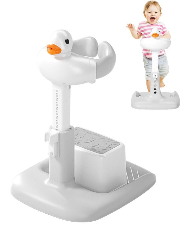 MissTiara - Baby Shower Stand with Small Stool, Adjustable Height Duck Bathing Station with Non-slip Base, Portable Bathing Assistant, Smart Water Flow Hug Tower Bath Shower Stand, Hugable Bear Bathing Stand for Infants and Toddlers - Image 1