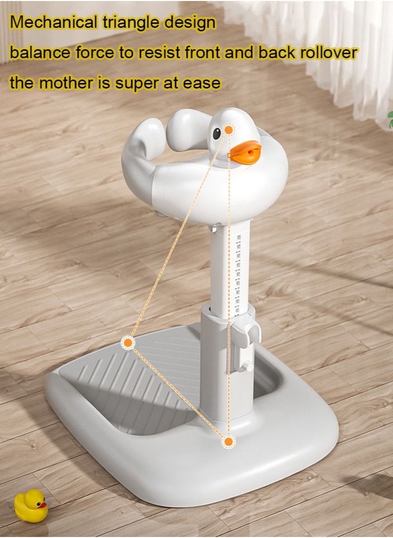 MissTiara - Baby Shower Stand with Small Stool, Adjustable Height Duck Bathing Station with Non-slip Base, Portable Bathing Assistant, Smart Water Flow Hug Tower Bath Shower Stand, Hugable Bear Bathing Stand for Infants and Toddlers - Image 1