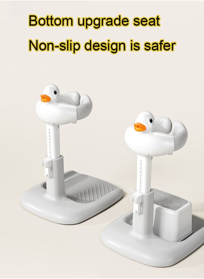 MissTiara - Baby Shower Stand with Small Stool, Adjustable Height Duck Bathing Station with Non-slip Base, Portable Bathing Assistant, Smart Water Flow Hug Tower Bath Shower Stand, Hugable Bear Bathing Stand for Infants and Toddlers - Image 1