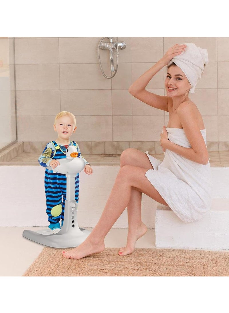 MissTiara - Baby Shower Stand with Small Stool, Adjustable Height Duck Bathing Station with Non-slip Base, Portable Bathing Assistant, Smart Water Flow Hug Tower Bath Shower Stand, Hugable Bear Bathing Stand for Infants and Toddlers - Image 1