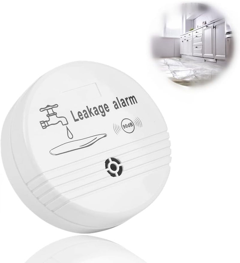 كلاراكو جهاز استشعار تسرب المياه يعمل بالبطارية بقوة 90 ديسيبل للمطبخ والحمام وغرفة الغسيل وما إلى ذلك (أبيض) - Image 1