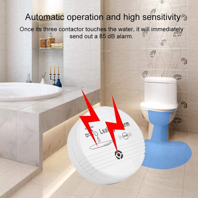 كلاراكو جهاز استشعار تسرب المياه يعمل بالبطارية بقوة 90 ديسيبل للمطبخ والحمام وغرفة الغسيل وما إلى ذلك (أبيض) - Image 3