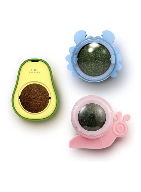 3-Pack Catnip Wall Ball, Catnip Squash Edible Cat Toys Cat Lick Ball Teeth Cleaning Catnip Toys for Cats and Kittens, Natural, Pure, Effective, Fun and Engaging Play, Rotatable Indoor Cat Toy