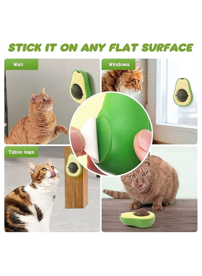 3-Pack Catnip Wall Ball, Catnip Squash Edible Cat Toys Cat Lick Ball Teeth Cleaning Catnip Toys for Cats and Kittens, Natural, Pure, Effective, Fun and Engaging Play, Rotatable Indoor Cat Toy