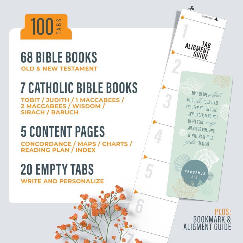 OFFILICIOUS Blue Bible Book Tabs, 100 Soft-Touch, Laminated Bible Tabs for Holy Bibles â€“ Durable Tabs for Bible â€“ Protestant & Catholic Bible Tabs Large Print, Bible Tabs for Women & Men - Image 3