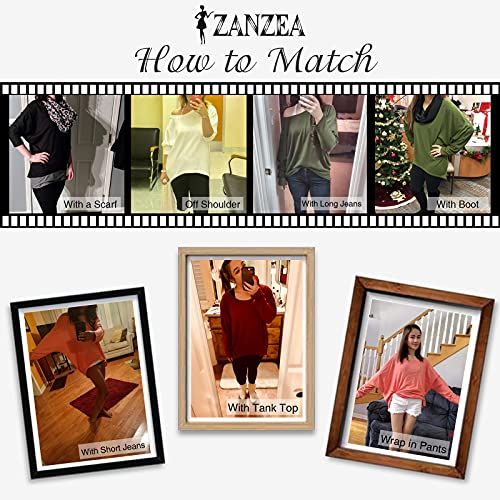 ZANZEA Women's Off The Shoulder Batwing Tops Casual Loose Oversized Tshirts Long Sleeve Fall Pullover Sweater Tops Army Green L - Image 5
