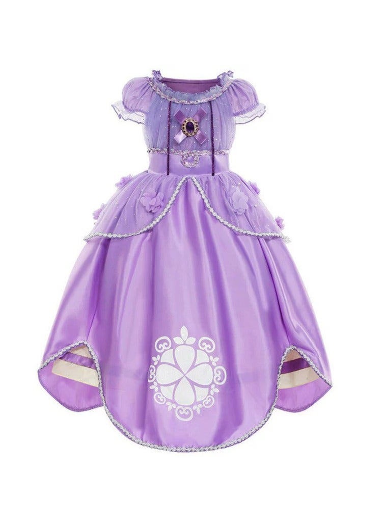 Princess Sofia Cosplay Dress – Fancy Puff Sleeve Party Costume Set for Girls, Stretchable & Comfortable – 110cm - Image 3