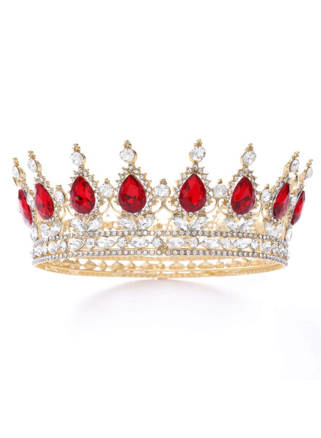 Foyte Baroque Queen Crown and Tiara Sparkly Rhinestone Wedding Crown Bride Tiaras Royal Princess Full Tiaras Headpieces for Women red - Image 3