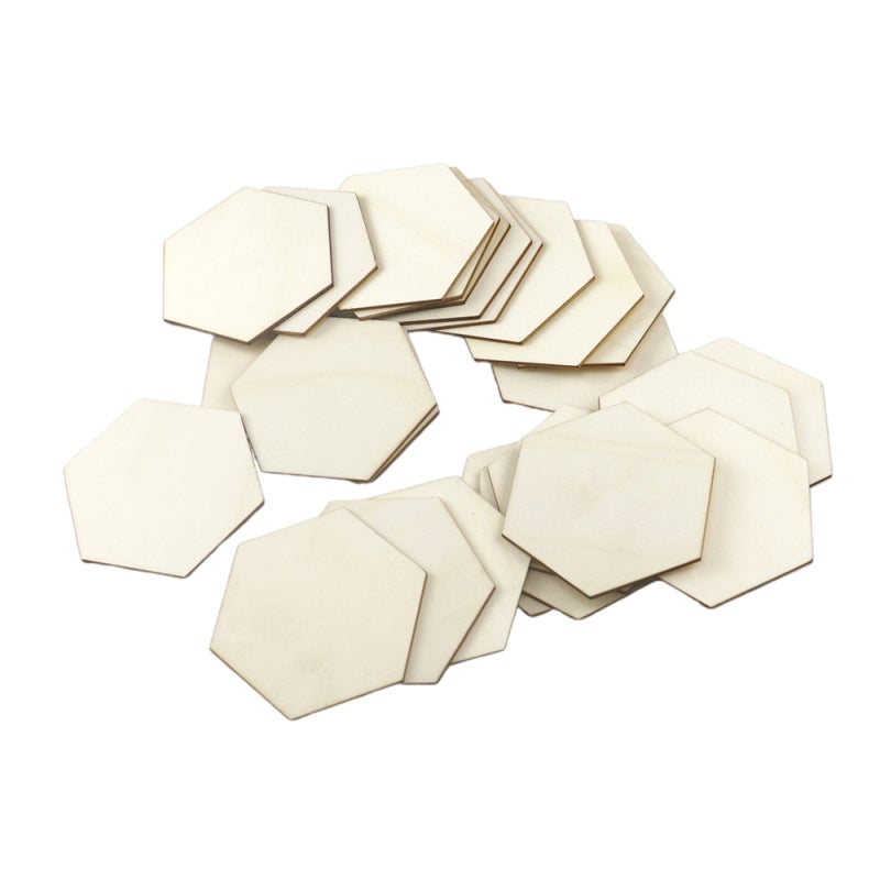 Wood Hexagon Slices: 25Pcs Polished Smooth Surface - Eco-Friendly Blank Wood Pieces for DIY Projects, Wedding Decor & Home Decoration - Image 1