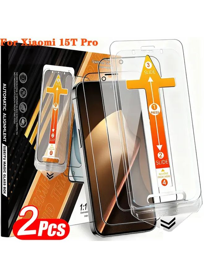 Set Of 2 Tempered Glass Privacy Screen Protectors For Xiaomi 15T Pro With Easy Dust Free Installation - Image 1