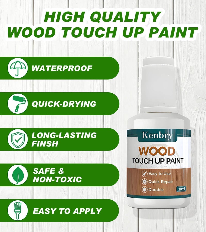 Kenbry Wood Touch Up Paint, 30ml White Touch Up Pen for Wood Refinishing, Quick-Dry Paints for Scratches,Chips and Spots on Furniture, Cabinets, Doors, Tables, and Dressers - Image 2