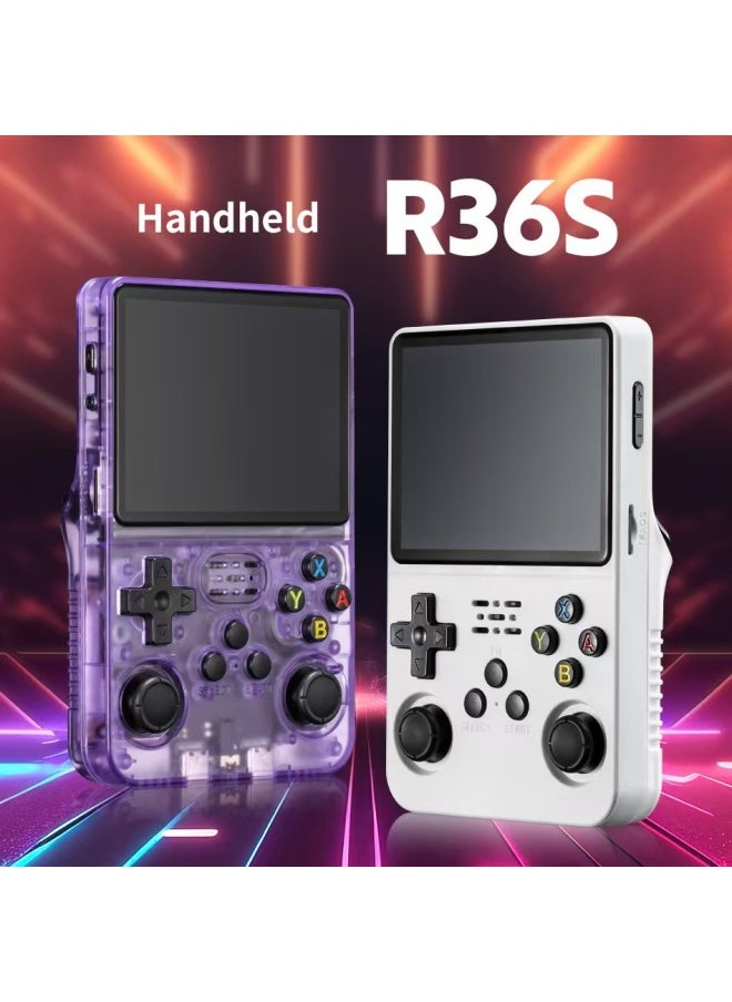 Generic - PSP R36S Open Source Handheld Game Retro GBA Arcade Classic FC Arcade Portable-Product's Colour:Cardless Package-Model:R36s[transparent Purple] - Image 1