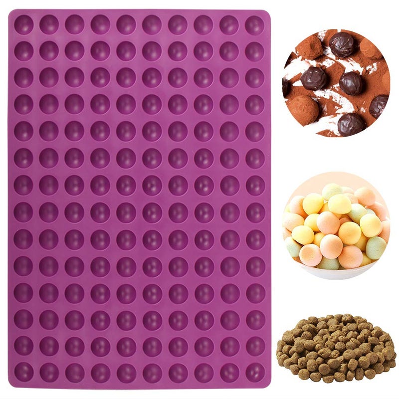 Webake Mini Round Silicone Molds Semi Sphere Gummy Candy Molds Baking Mat Cooking Sheet For Pets Dog Treat Pan Baking Mold Small Dot Cake Decoration 140 Cavity Purple08 Inch