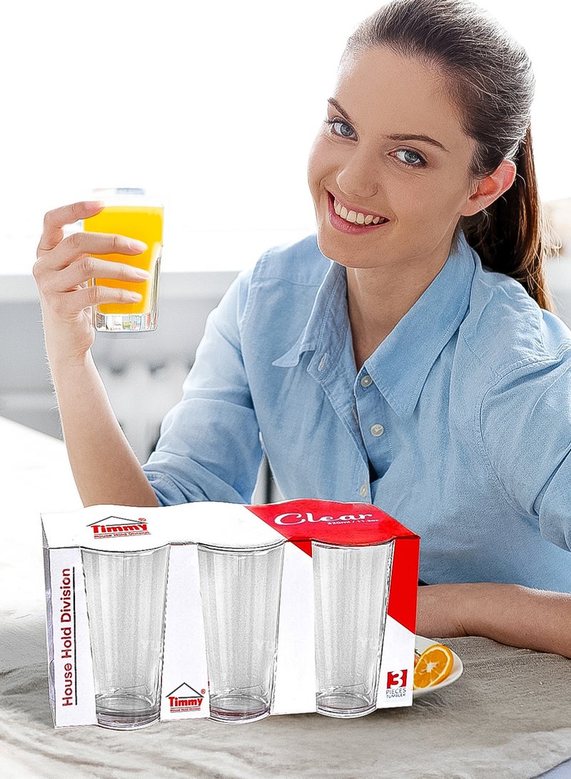 TIMMY Clear Glass Tumbler Set, 3 Pieces, Size 12 - Image 1