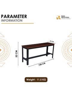 RIGID Steel Bench with Wooden Top Black 52.5x108x33cm  - Image 2