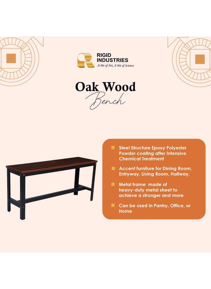 RIGID Steel Bench with Wooden Top Black 52.5x108x33cm  - Image 3