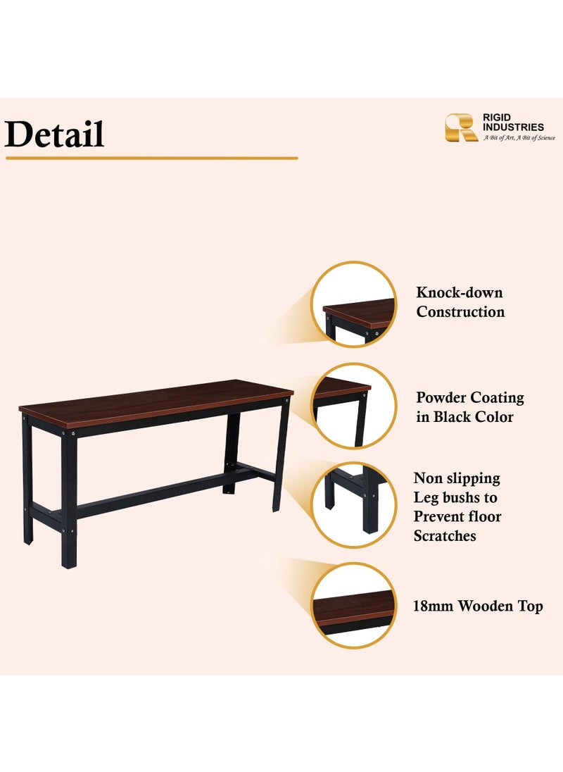 RIGID Steel Bench with Wooden Top Black 52.5x108x33cm  - Image 4