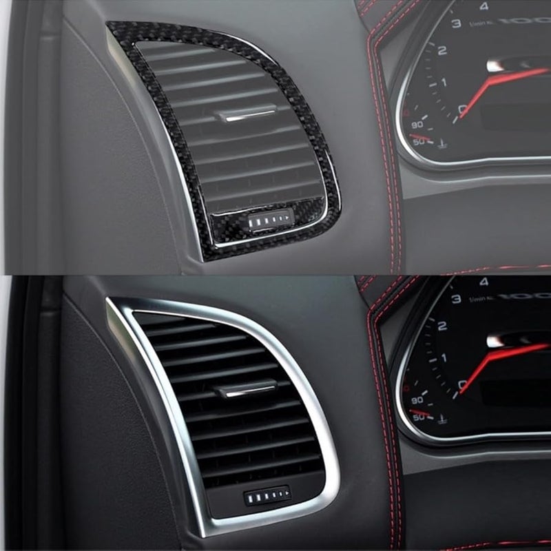 طقم كلاسيكي من ألياف الكربون لتزيين فتحات التهوية لأودي Q7 2007-2015 للديكور الداخلي - Image 4