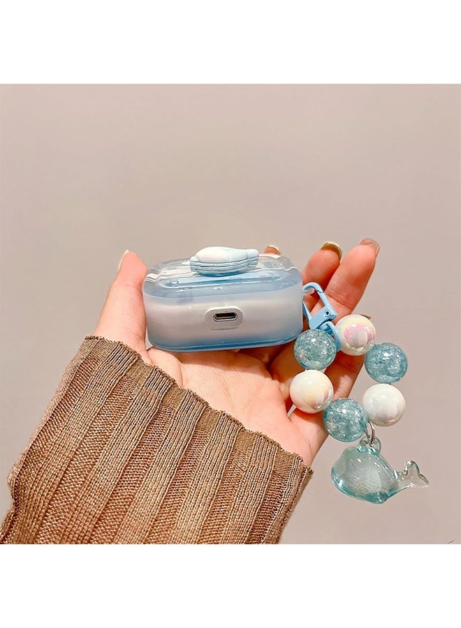 Cute Whale Case for AirPods 3,Kawaii 3D Cartoon Dolphin Ocean Pattern with Pearl Bracelet Keychain for Women Girl,AirPods 3 Case Earphone Case Shockproof Protective Cover for AirPod 3rd Generation - Image 4