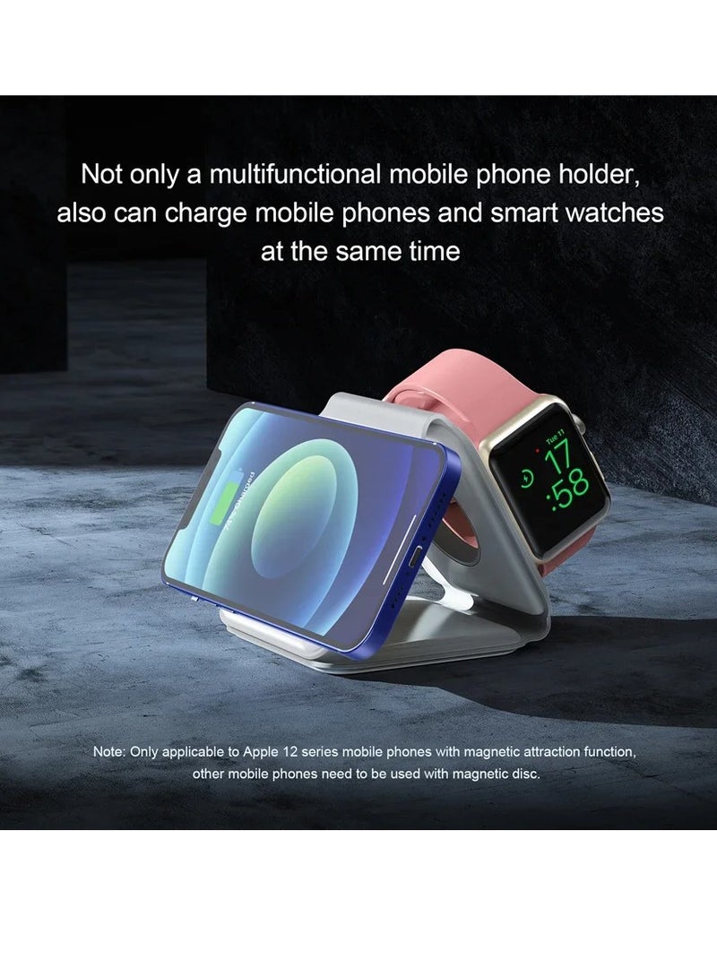 AROAQ 3 In 1 Magnetic Wireless Charger, Foldable Magnetic Charging Station, Fast And Stable Wireless Charging Pad, Portable Fast Charging Dock Station For Watch Earphones Mobile, (White) - Image 3