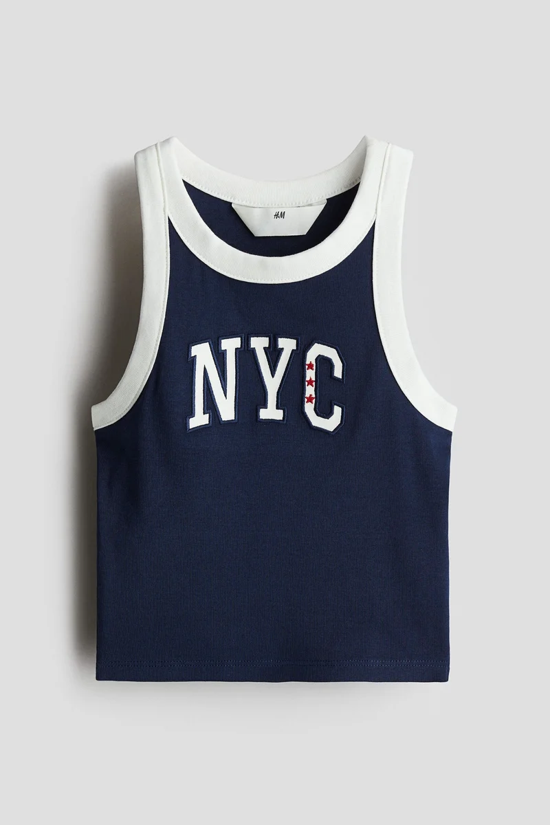 اتش اند ام Printed cotton vest top