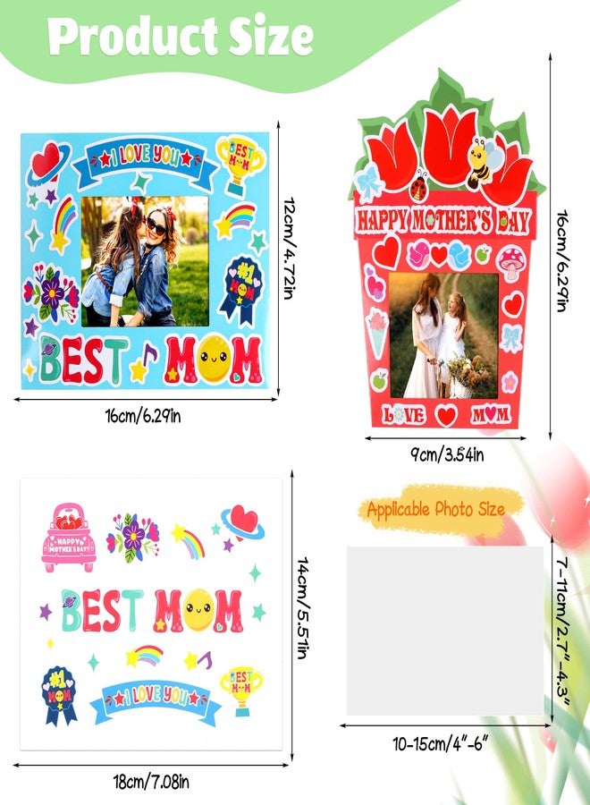 STEFORD 30 Packs Mother's Day Photo Frame Craft Kits for Cardboard Picture DIY Frame Gifts with Heart Flower Stickers for Party Decoration - Image 2