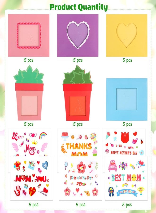 STEFORD 30 Packs Mother's Day Photo Frame Craft Kits for Cardboard Picture DIY Frame Gifts with Heart Flower Stickers for Party Decoration - Image 3