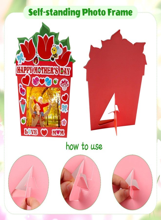 STEFORD 30 Packs Mother's Day Photo Frame Craft Kits for Cardboard Picture DIY Frame Gifts with Heart Flower Stickers for Party Decoration - Image 4