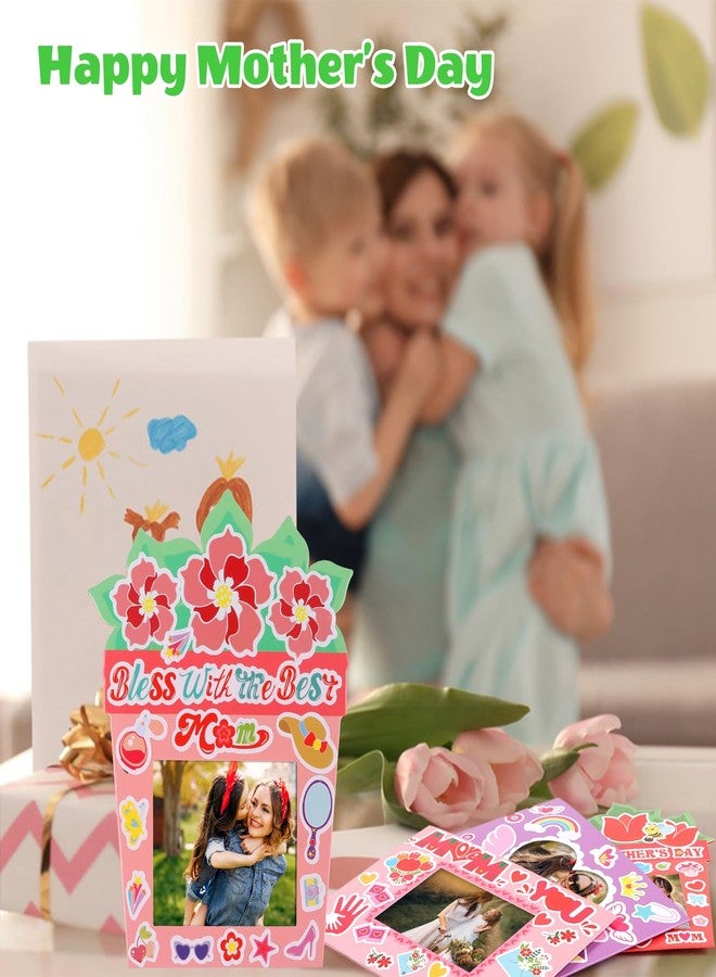 STEFORD 30 Packs Mother's Day Photo Frame Craft Kits for Cardboard Picture DIY Frame Gifts with Heart Flower Stickers for Party Decoration - Image 5
