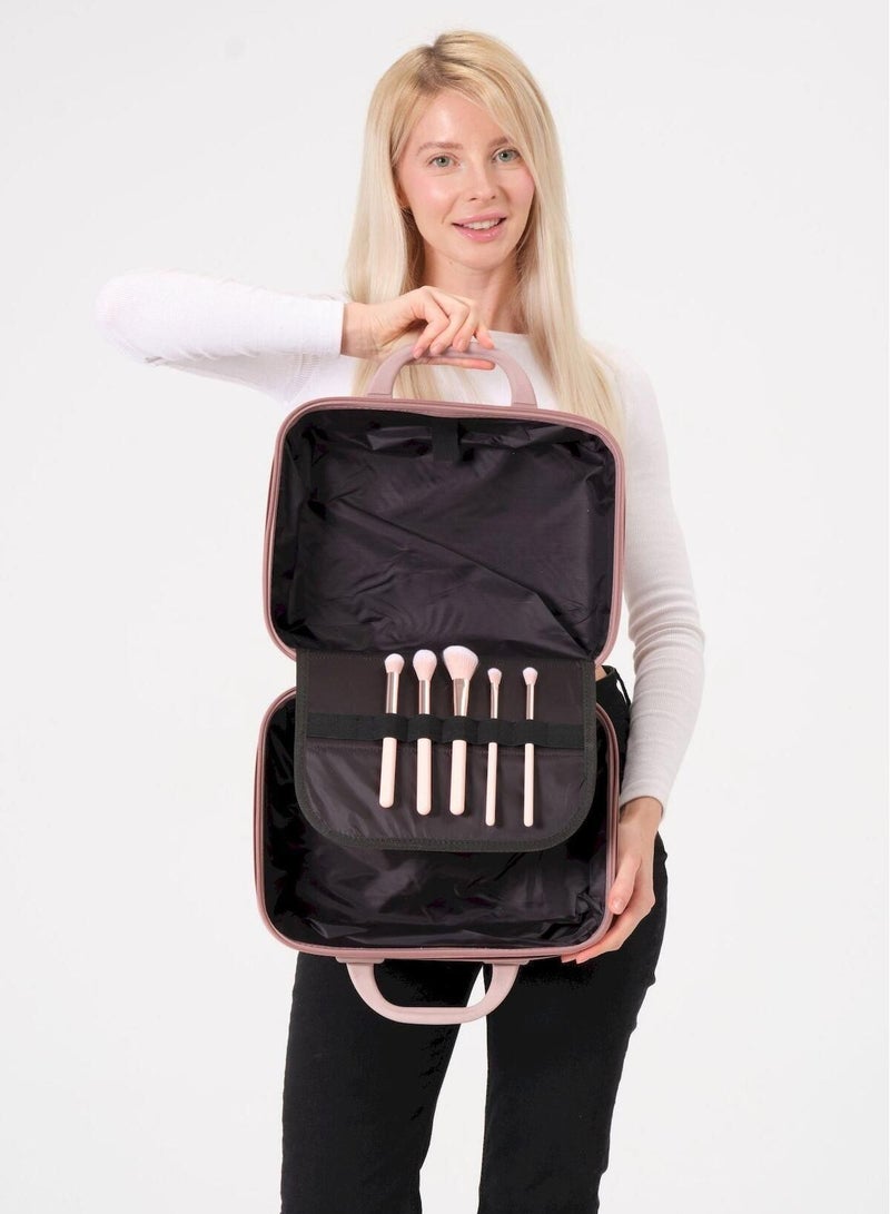 كروسلاند حقيبة مكياج كروسلاند - حقيبة مستحضرات تجميل متينة من البولي بروبيلين، منظم سفر، خفيفة الوزن وأنيقة - لون بودر كاشمير - Image 3