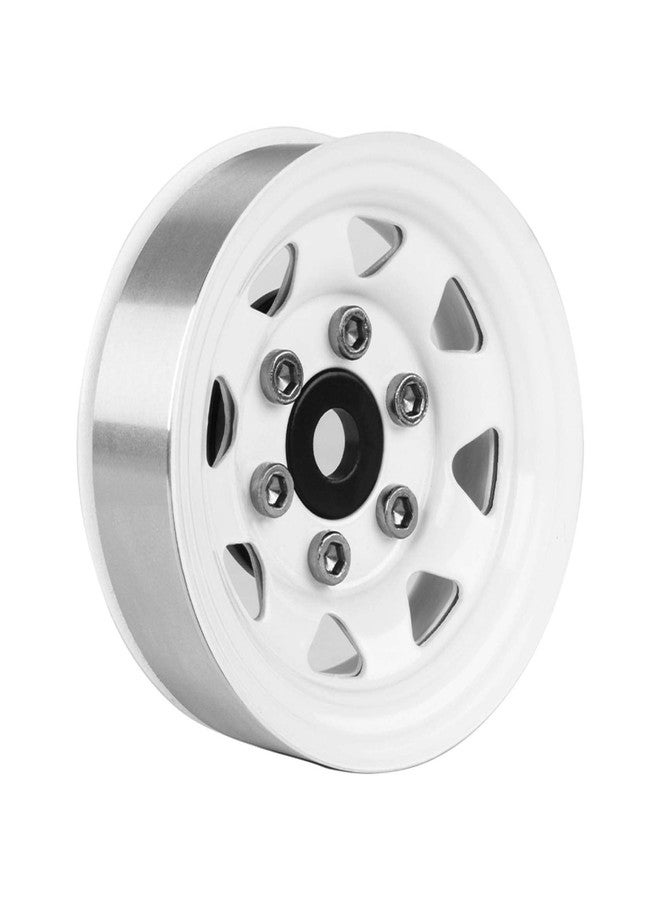LAFEINA 1.55 inch Metal Beadlock Wheel Rim Replacement for 1/10 RC Crawler D90 Pajero TF2 Tamiya CC01 CC02 LC70 LC80 (White) - Image 3