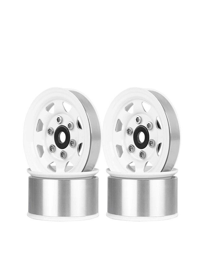 LAFEINA 1.55 inch Metal Beadlock Wheel Rim Replacement for 1/10 RC Crawler D90 Pajero TF2 Tamiya CC01 CC02 LC70 LC80 (White) - Image 1
