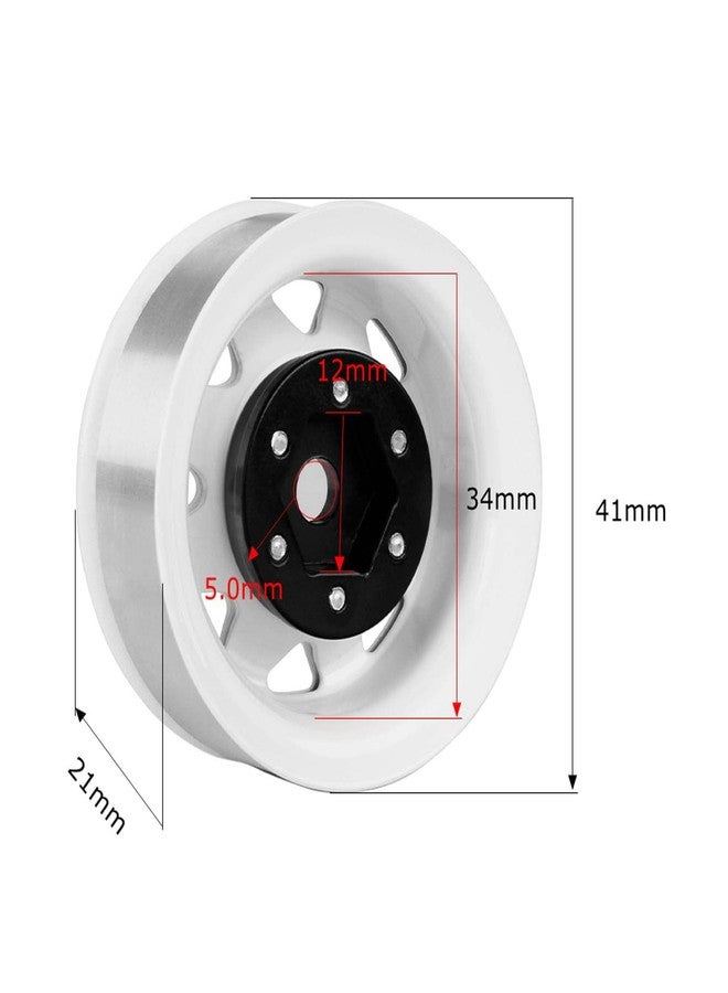 LAFEINA 1.55 inch Metal Beadlock Wheel Rim Replacement for 1/10 RC Crawler D90 Pajero TF2 Tamiya CC01 CC02 LC70 LC80 (White) - Image 2