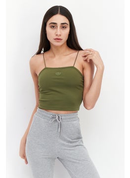 Women Sportswear Fit Brand Logo Outdoor Tank Top, Dark Olive